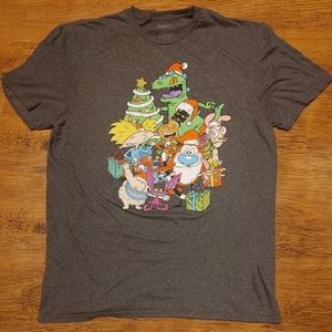 Nickelodeon Christmas Shirt Hey Arnold! Rugrats The Ren & Stimpy Show xmas tee